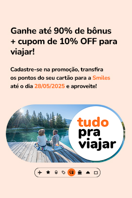 Ganhe até 90% de bônus na transferência de pontos do cartão + 10% OFF para resgatar passagens aéreas! Cadastre-se na promoção, transfira seus pontos e aproveite! 